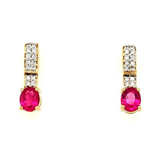 Pre Owned 18ct Ruby and Diamond Set Earrings ZR886